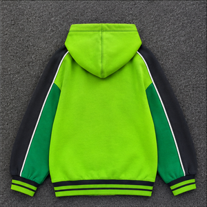 เสื้อฮู้ดบล็อกสีสำหรับผู้ชาย แขนเสื้อแบบแร็กแลน มีกระเป๋าจิงโจ้ - Product Image 2
