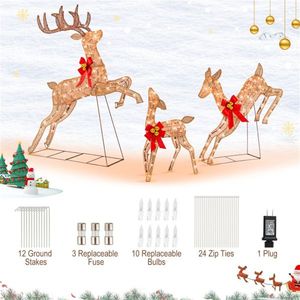 Decorazione Natalizia a 3 Pezzi con Renne Illuminate, Luci Festive per le Feste - Product Image 4