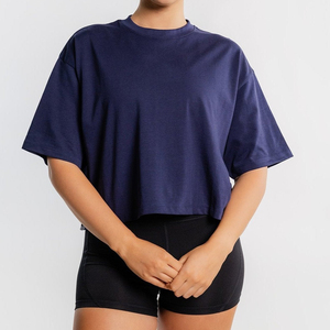 Top Corto para Mujer, para Danza y Yoga, 100% Algodón, Corte Cuadrado Sexy, Estilo Holgado, Mangas Cortas, Camisetas Cortas para Mujer - Product Image 6