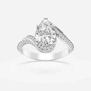 Anillo de Diamantes de 2.00 Quilates, Claridad VS1, Color F, Corte Pera, Certificado IGI, Oro Blanco de 14k, Diamante Cultivado en Laboratorio, Estilo Pavé, para Joyería - Product Image 1