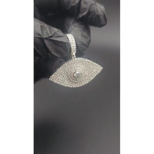 Colgante de Plata de Ley 925 con Moissanita Redonda de Corte Brillante VVS, Joyería Hip Hop, Diseño de Ojo, para Uso Unisex - Product Image 1