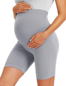 Pantalones cortos de maternidad para embarazo, de cintura alta, que cubren la barriga, para mujer embarazada, tipo ciclista, sin costuras - Product Image 2