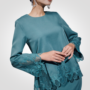 Nouveau Design Premium SIPO 2024 Chine Baju Kurung en Crêpe Marocain Naturel Droit, Modeste, Élégant, Confortable, Imprimé Floral, Intégré - Product Image 3