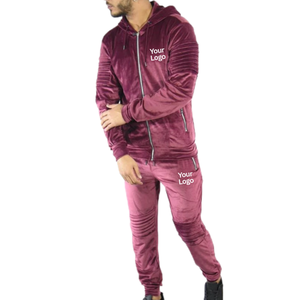 Dernier design – Survêtement de sport d'hiver pour hommes, ensemble sweat à capuche et pantalon de jogging, coupe-vent, en velours uni, pour la course à pied – Vente en gros - Product Image 2