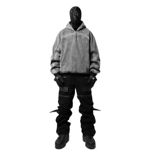 Venta al por mayor personalizada de los hombres 100% de algodón de lana Sudadera con capucha de gran tamaño hombro caído pulóver bordado Puff sólido invierno - Product Image 2