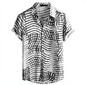 Camisa Hawaiana de Manga Corta para Hombre, Diseño Floral Cuadrado, Estilo Casual y Moderno para la Playa - Product Image 2