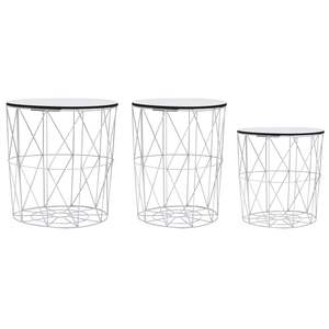 Juego de 3 Mesas de Centro de MDF Blanco y Metal en Tamaños Pequeño, Mediano y Grande - Product Image 1