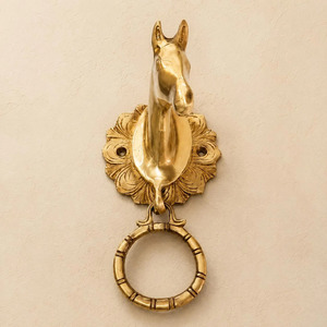 SHUBHAM - Sonnette de porte vintage en forme de cheval, plaquée or, en métal poli, décoration d'entrée antique pour la maison - Product Image 6