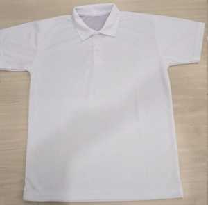 Polo de Manga Corta Blanco para Hombre, Corte Regular, 100% Algodón Piqué, Transpirable, Diseño Sólido Informal, Cierre de Botones - Product Image 1