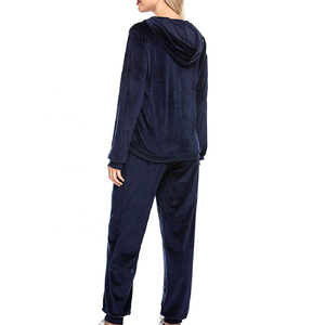 Wholesale Women's Winter Solid Fleece Embroidered Lace 2 Piece Set High Quality 100% Cotton Soft Breathable Casual <b>Tracksuit</b> - Product Image 6