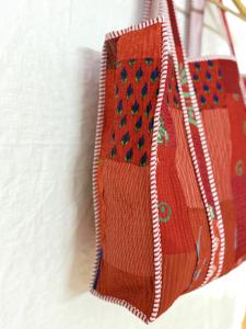 Bolso de Compras Reutilizable Ecológico, Ligero, de Seda Vintage Hecho a Mano, con Parte Superior Abierta, para Mujer, FABRICATEFIZZ, Bolso Étnico Indio - Product Image 2