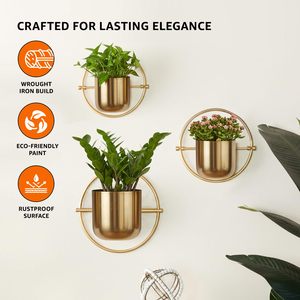 Macetas Colgantes de Hierro Natural con Acabado Dorado, Jardinera Vertical de Hierro para Flores, para Uso en Interiores y Exteriores, a Precio de Mayoreo - Product Image 3