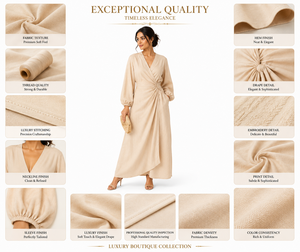 Robe longue d'été en lin bohème faite à la main, unie, col en V, manches lanternes, avec un élégant design drapé dos nu, idéale pour les vacances à la plage - Product Image 6