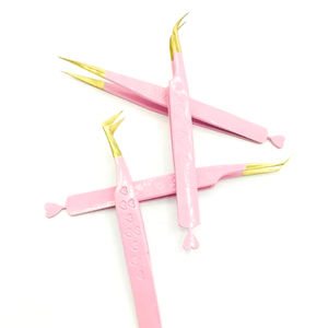 Cœur rose Noël LOGO personnalisé greffage 45 75 90 degrés pointe pointue en acier inoxydable cils impression extension de cils pince à épiler - Product Image 3