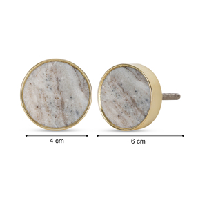 Shubham Handcrafted Carved <b>Gold</b> Stone <b>Cabinet</b> <b>Knob</b> White Drawer Pull with Florals Pattern Esmeralda Granite Brass - Product Image 4