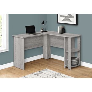 Scrivania Angolare Moderna da 48 Pollici per Ufficio Domestico con Ripiani Portaoggetti, Laminato Grigio Contemporaneo per Lavoro e Uso Laptop - Product Image 5