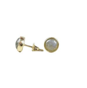 18K Gold Vermeil 925 <b>Sterling</b> <b>Silver</b> <b>Stud</b> <b>Earring</b> Smooth Cut 8mm Labradorite Birthstone for Gift - Product Image 2
