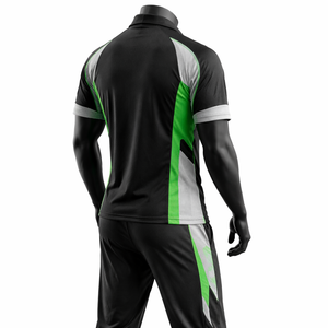 Custom Plus Size <b>Cricket</b> Uniform <b>Set</b> Short Sleeve Printed for Shirt Trousers Black Green Teamwear OEM ODM Factory Direct - Product Image 4