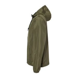 Chaqueta cortavientos con capucha para hombre, color verde oliva, con cremallera corta, informal, transpirable, ligera, de poliéster, para actividades al aire libre. - Product Image 2