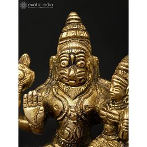 Sculpture en laiton de 4 pouces faite à la main de Lord Narasimha avec son Shakti fabriqué en Inde pour les cadeaux - Product Image 3