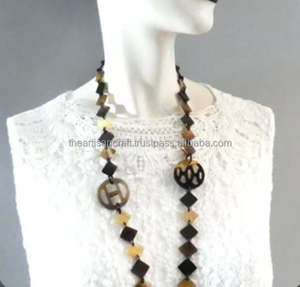 Collier à maillons en corne de buffle véritable Beau produit d'artisanat naturel avec finition laquée - Product Image 2