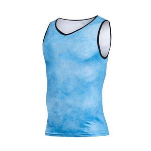 <b>Women</b> Blue Gradient V-Neck Tank Top Breathable Polyester Sleeveless Yoga Top Regular Fit Adult Fashion Simple Style - Product Image 2