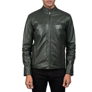 2025 hommes décontracté en cuir véritable veste automne hiver col montant fermeture éclair noir cheval peau vêtements extérieur Style de haute qualité - Product Image 2