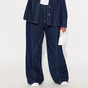 Conjunto de Dos Piezas de Mezclilla, Diseño Exclusivo, Informal de Verano, Sin Mangas, Cintura Elástica, Pierna Ancha, Secado Rápido y Transpirable - Product Image 5