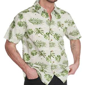Chemise d'été pour homme en polyester/coton respirant, imprimé floral, manches courtes, style hawaïen, vêtements de plage d'été - Product Image 4