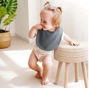 Bavoirs d'alimentation en mousseline 95% bambou 5% élasthanne - Tissu extensible, fermeture facile à pression - Product Image 4