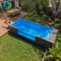 Piscine hors sol en fibre de verre sur mesure de 40 pieds avec terrasse intégrée, moderne, pour villa de jardin
