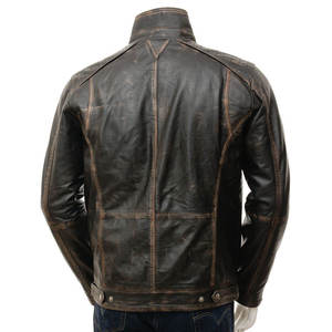 Chaqueta de Cuero para Hombre, Invierno, Cierre de Cremallera, Resistente al Viento e Impermeable, Estilo Urbano, Bolsillos Laterales, Cuero Genuino - Product Image 2