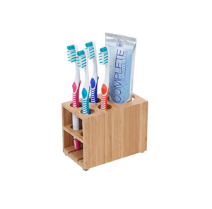 High Quality Wooden <b>Toothbrush</b> <b>Holder</b> Rectangle For Bathroom Storage With <b>Toothpaste</b> Slot Convenient Organizer - Product Image 1