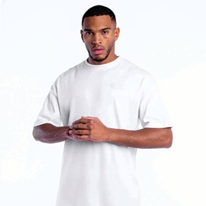 Men's White Oversized O-Neck Short Sleeve T-Shirt 100% Cotton Jersey Casual Fit Solid Color Plain Dyed Knitted Fabric - Product Image 4