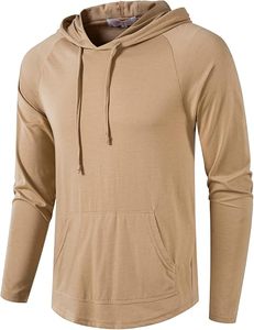 Men's Gym Workout Active Long Sleeve Pullover <b>Lightweight</b> <b>Hoodie</b> Casual Polyester/Cotton with Pocket Breathable Quick Dry Winter - Product Image 6