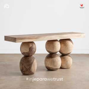 Table à manger en bois massif de style moderne biologique, base sculpturale unique, table en bois moderne faite à la main pour hôtel, villa, restaurant, mobilier - Product Image 1