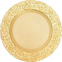 Assiettes de Présentation Dorées en Plastique Durables, Motif Floral Gaufré de Luxe, pour Mariages et Événements – Vente en Gros