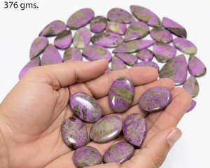 Lot de cabochons en Atlantisite naturelle, mélange de serpentine verte et violette, stichtite, pierres précieuses polies, pierres en vrac pour la fabrication de bijoux - Product Image 2