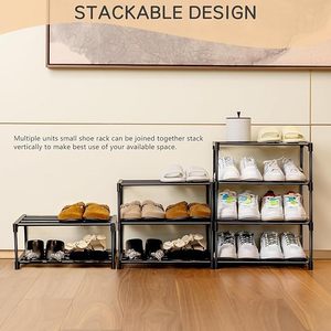 Zapatero de 4 Niveles con Estante, Zapatero Plegable para Dormitorio, Sala de Estar, Entrada, Soporte para Calzado para el Hogar, Organizador - Product Image 3