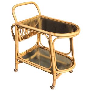Eco Friendly Rattan <b>Serving</b> <b>Trolley</b> With Spacious Shelves And Decorative Storage Solution For Modern Living Spaces - Product Image 1