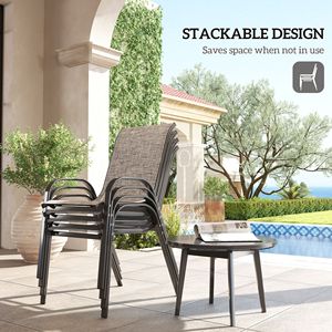 Set of 4 <b>Stackable</b> Patio <b>Chairs</b> <b>Outdoor</b> Dining with High Breathable Mesh Seat Mixed Gray for Garden Lawn and Gym Application - Product Image 4