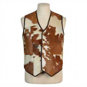 Chaleco de Cuero Genuino a Cuadros para Hombre, con un Solo Botón, Prenda Exterior Informal con Cintas, Ropa de Invierno de Poliéster/Algodón de Secado Rápido - Product Image 1