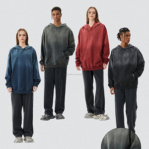 Vente en gros 100% coton sweats à capuche rétro pour hommes 420G singe lavé français éponge brodé hiver de haute qualité - Product Image 1