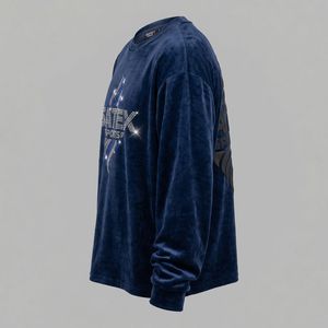 ผู้ผลิตเสื้อผ้าสตรีทแวร์ เสื้อเชิ้ตแขนยาวผ้ากำมะหยี่คอโอ ทรงปกติ แต่งลายขาดๆ แบบยูนิเซ็กซ์ ประดับคริสตัล ผ้าฝ้าย 100% สำหรับผู้ชาย สั่งทำได้ - Product Image 4