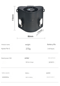 พัดลมคล้องคอ Gongtian F16C Storm แบบพกพา ใช้แบตเตอรี่แบบชาร์จได้ เหมาะสำหรับใช้งานกลางแจ้ง วัสดุทำจากพลาสติก - Product Image 6