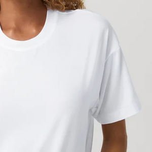 Camiseta de algodón de alta calidad para mujer, estilo casual, lisa, para impresión y diseño, corte holgado, precio de fábrica para distribución mayorista. - Product Image 4