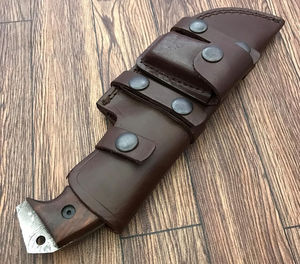 Couteau à lame fixe en acier Damas, survie en plein air, manche en bois, OEM, fait main, personnalisable - Product Image 4