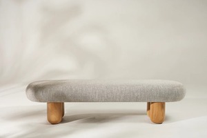 Modern Fabric Upholstered <b>Wooden</b> <b>Stool</b> Minimalist Design Living Room Furniture Home Ottoman - Product Image 1