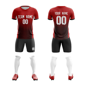 Conjunto de Camiseta de Fútbol Personalizada para Hombre, Negra y Roja, Sublimada, Cuello en V, Manga Corta, Secado Rápido, Ajuste Atlético, Nombre del Equipo 00, Todas las Temporadas - Product Image 6