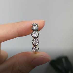 Five Stone Round Cut Moissanite Halo Ring original 925 Silver <b>Black</b> Rhodium for Women's Anniversary Gift For Partners - Product Image 1